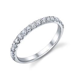 17-Stone Shared-Prong Diamond Wedding Band in 18K White Gold with 0.37 cttw (Set of Two)
