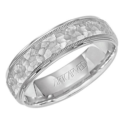 14k White Gold Artcarved ''Woodbridge'' 4mm Wedding Band