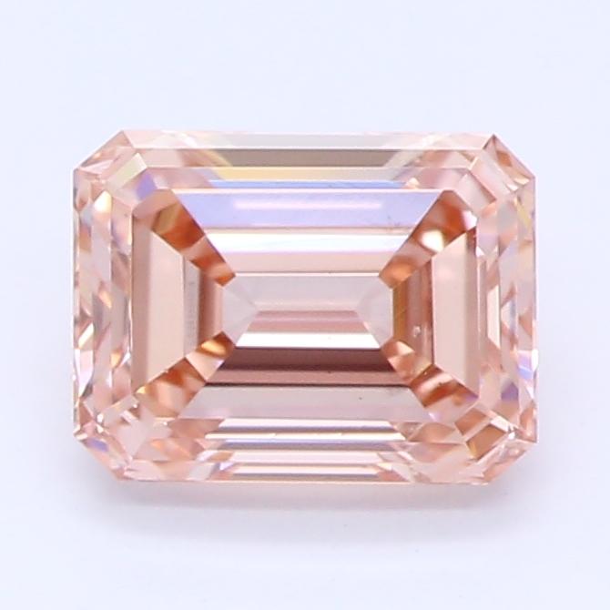 0.71 CT Fancy Intense Pink Orange Emerald Cut Lab Grown Diamond – VS2 Clarity