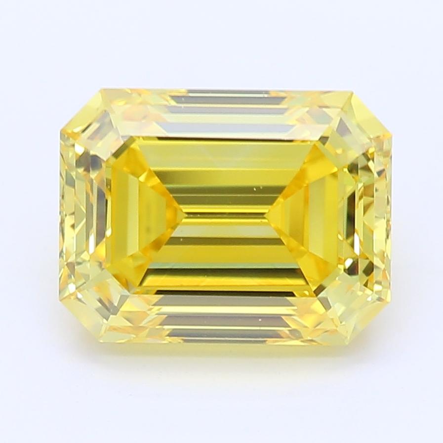 1.70 CT Fancy Vivid Orangy Yellow Emerald Cut Lab Grown Diamond – VS1 Clarity